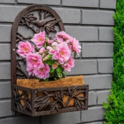 Woodside Cast Iron Wall Mounted Planter With Coco Liner - Design D 10 Woodside Cast Iron Wall Mounted Planter With Coco Liner - Design D -ALA Garden Shop UMIP3MRKVKG
