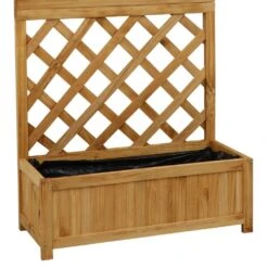 Woodside Aldburgh Wooden Garden Trough Planter/Flower Container Box With Trellis -ALA Garden Shop US5EX1F3JKV
