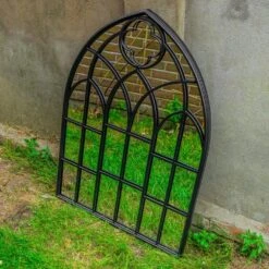 Woodside Wyton XL Decorative Arched Outdoor Garden Mirror, W: 70cm X H: 100cm -ALA Garden Shop UT4HNKDWE4E