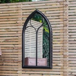 Woodside Falmer XL Decorative Arched Outdoor Garden Mirror, H: 112cm X W: 61cm -ALA Garden Shop VBUL0S2ZL3D