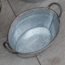 Woodside Vintage Galvanised Steel Garden & Home Flower Planter Tubs, Pack Of 3 12 Woodside Vintage Galvanised Steel Garden & Home Flower Planter Tubs, Pack Of 3 -ALA Garden Shop WPCRN3MNUSJ