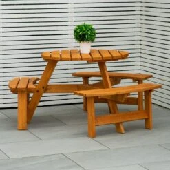 Maribelle 6 Seater Round Wooden Garden/Pub Bench - STAINED -ALA Garden Shop ZPBJACYWXMZ