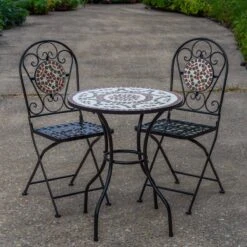 Woodside Postwick Mosaic Garden Table And Folding Chair Set Outdoor Dining Furniture -ALA Garden Shop w441 t outdoorvalue lifestyle june 23 1